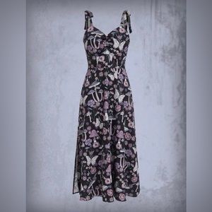 ROMWE Goth Butterfly Print Split Thigh Cami Dress